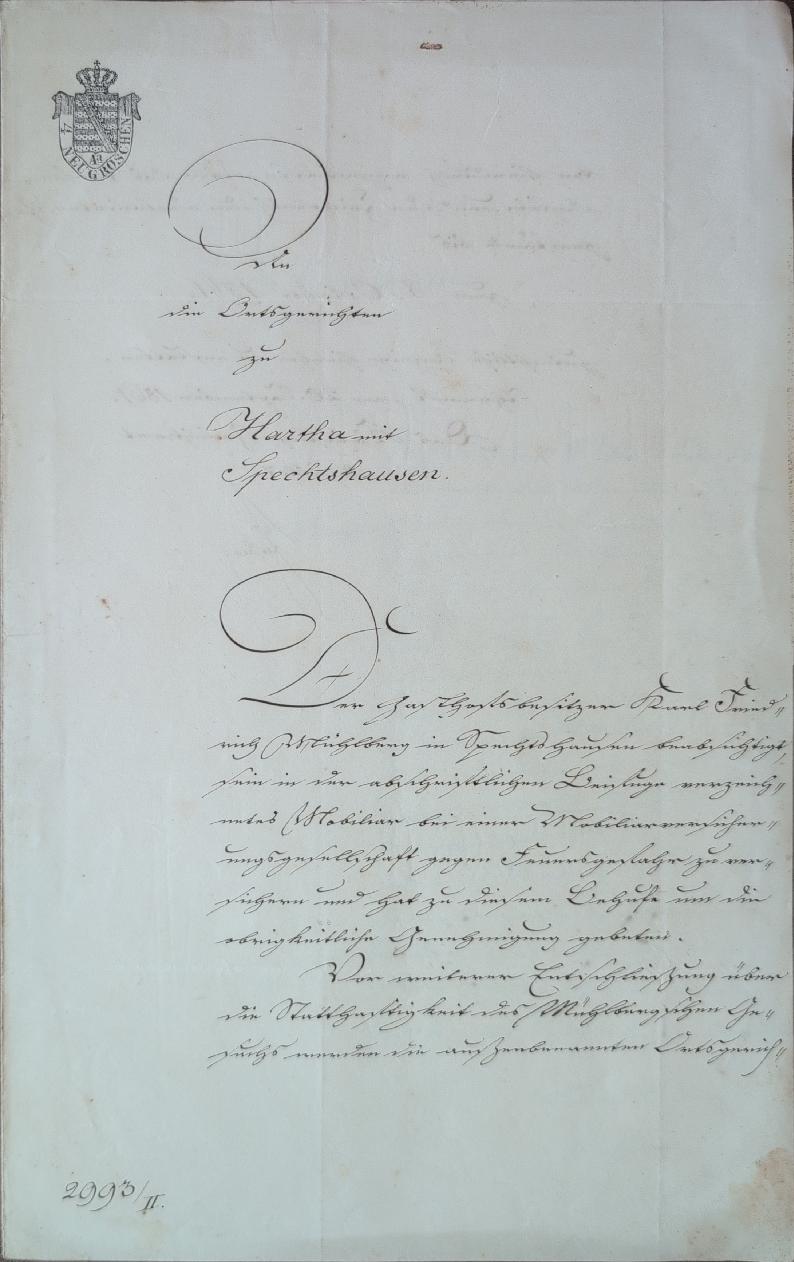 Vorschau: Gutachten zur Mobiliar-Feuerversicherung des Gasthofsbesitzers Carl Friedrich Mühlberg in Spechtshausen, 1861